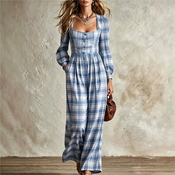 Isabelle Plaid Wide Leg Jumpsuit