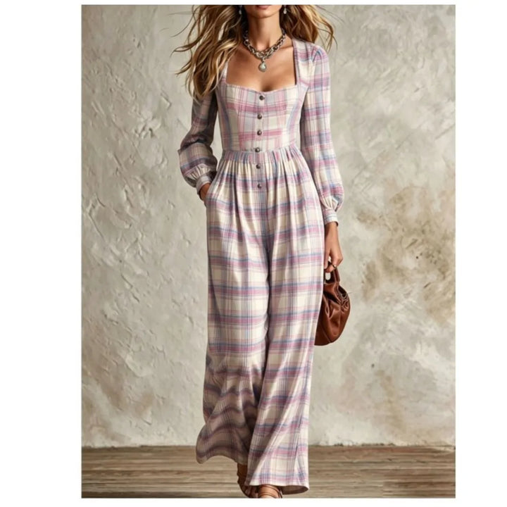 Isabelle Plaid Wide Leg Jumpsuit