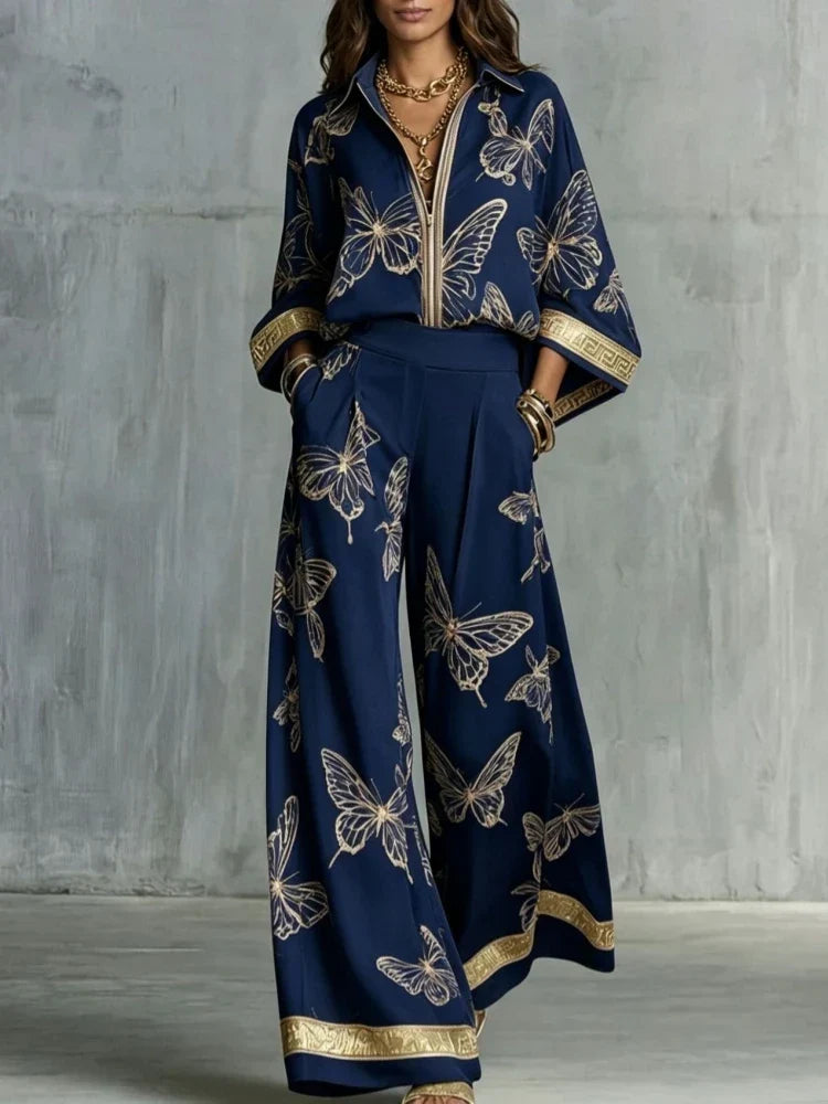 Camille Butterfly Print Lounge Set