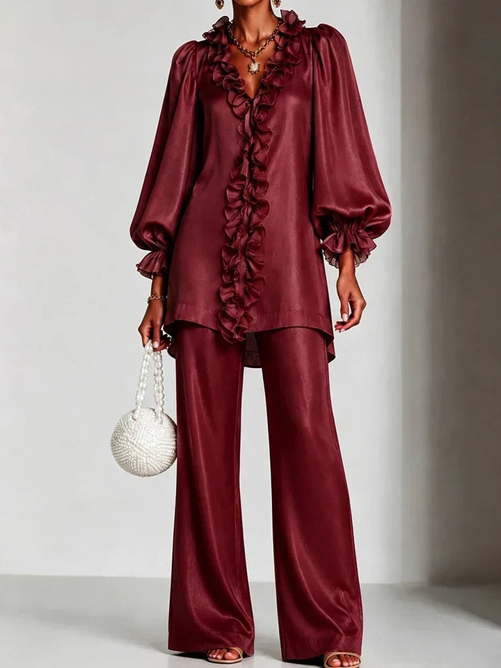 Marisol Ruffle V-Neck Set