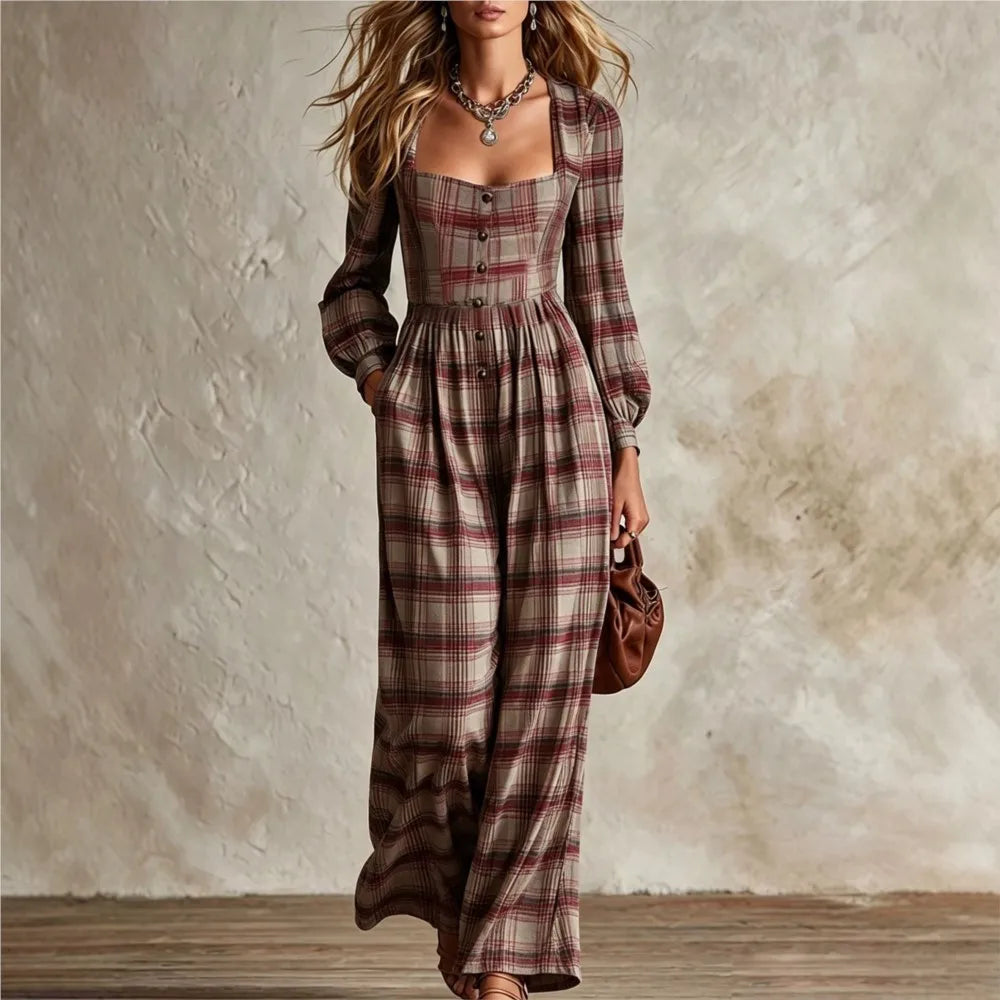 Isabelle Plaid Wide Leg Jumpsuit