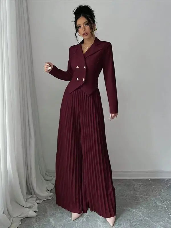Valentina Pleated Wide Leg Set