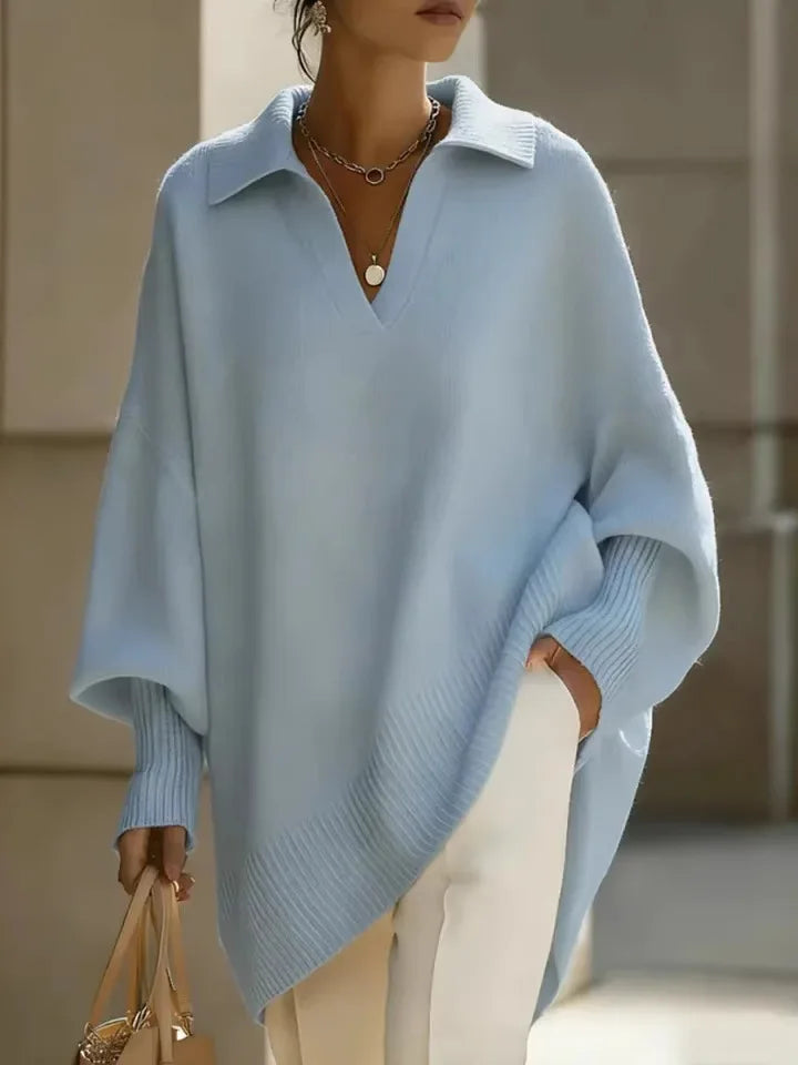 Sable Oversized V Neck Knit Sweater