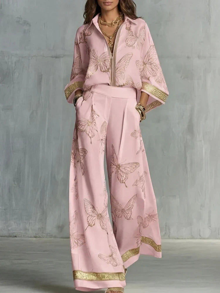 Camille Butterfly Print Lounge Set