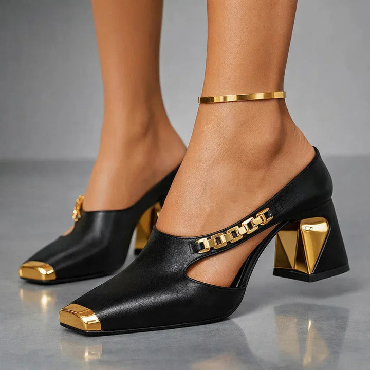 Corinne Metallic Toe Mule