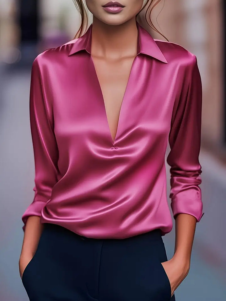 Adeline Satin Draped Collar Blouse