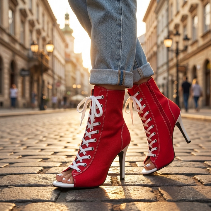 Verona Lace Up Heel Booties