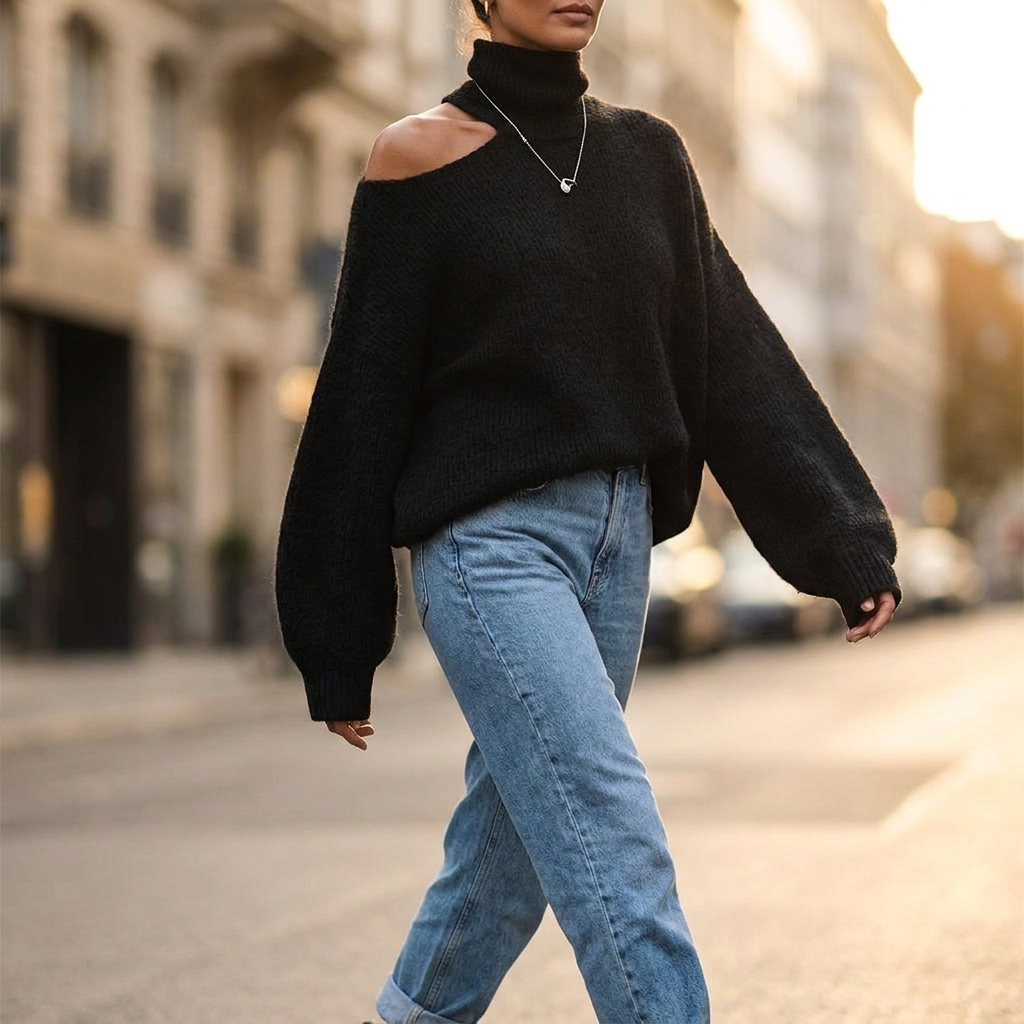Tessaly Cutout Shoulder Sweater