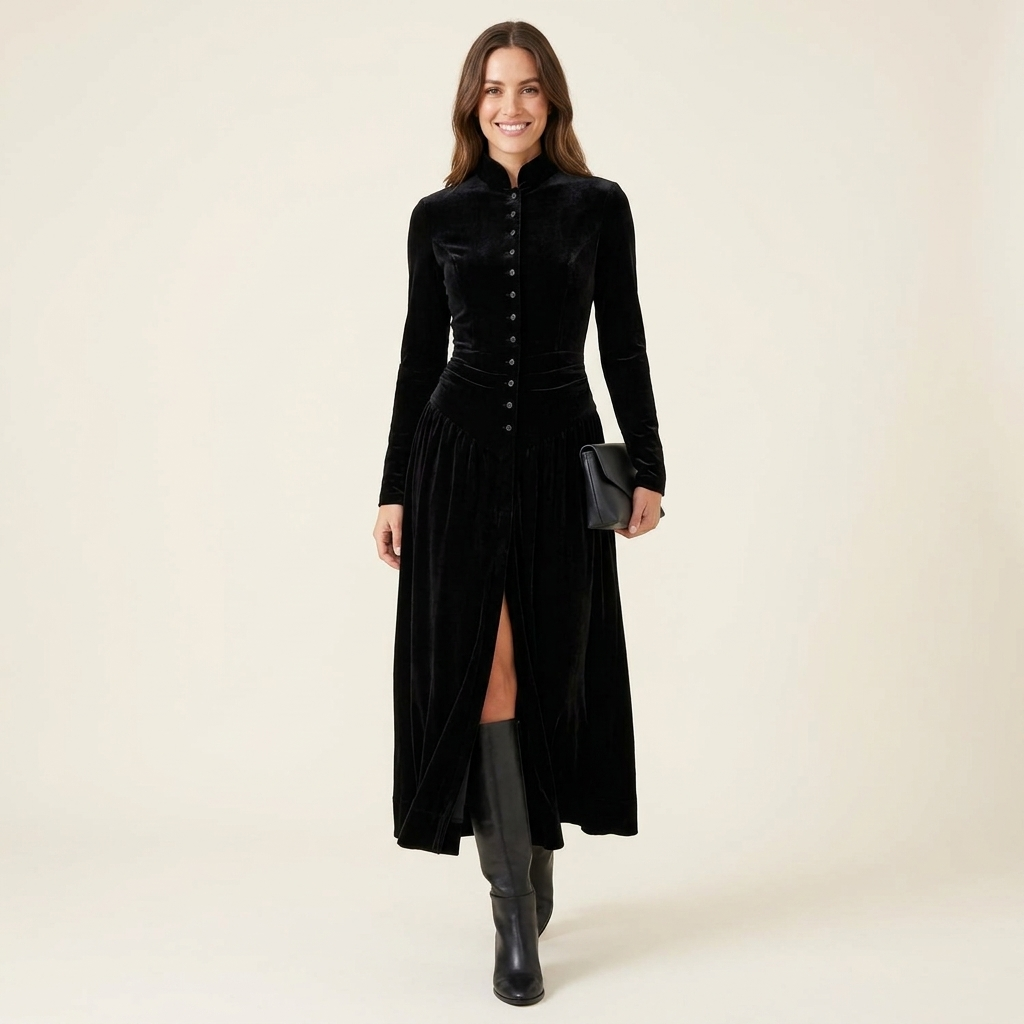 Thalia Button Front Maxi Dress