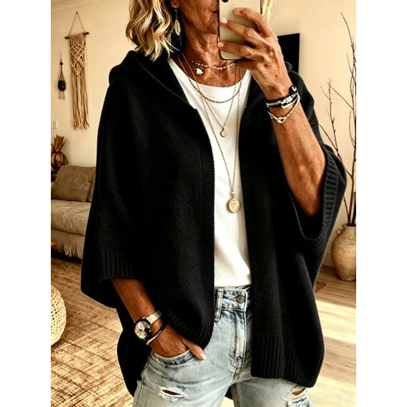 Jannat Cozy Hooded Open-Front Cardigan