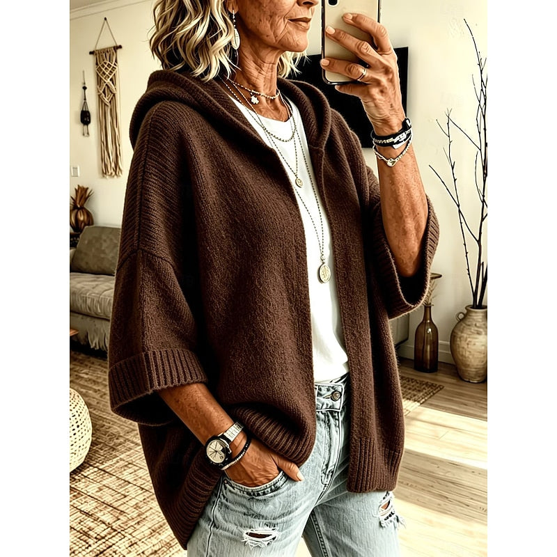 Jannat Cozy Hooded Open-Front Cardigan