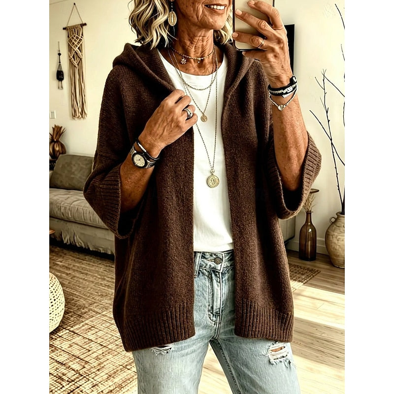 Jannat Cozy Hooded Open-Front Cardigan